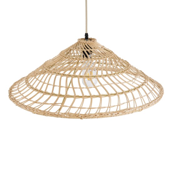 KAIA 02346 Boho Κρεμαστό Φωτιστικό Καμπάνα Μονόφωτο 1 x E27 IP20 Μπεζ Ρατάν - Μ60 x Π60 x Υ20cm KAIA 02346 Boho Κρεμαστό Φωτιστικό Καμπάνα Μονόφωτο 1 x E27 IP20 Μπεζ Ρατάν - Μ60 x Π60 x Υ20cm