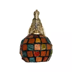 MERMAID 02389 Vintage Φωτιστικό Τοίχου - Απλίκα με Ντουί 1 x E27 AC 220-240V IP20 - Μπρούτζινο & Πολύχρωμο - Μ17 x Π30 x Υ27cm