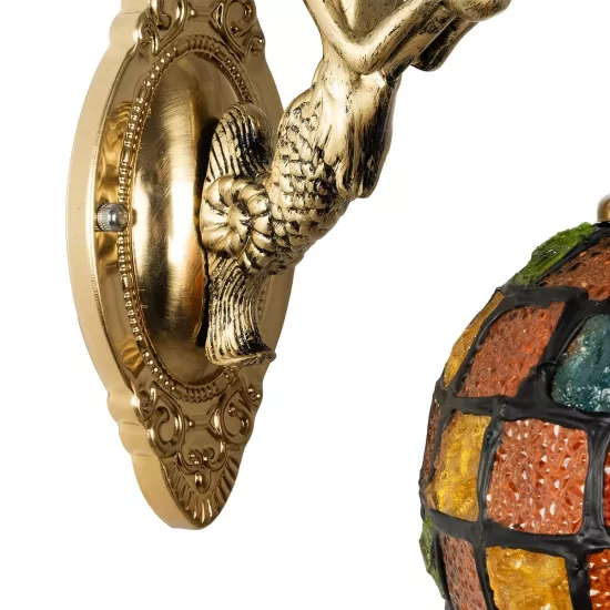 MERMAID 02389 Vintage Φωτιστικό Τοίχου - Απλίκα με Ντουί 1 x E27 AC 220-240V IP20 - Μπρούτζινο & Πολύχρωμο - Μ17 x Π30 x Υ27cm