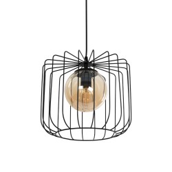 FLAMIA 201-0099 Vintage Κρεμαστό Φωτιστικό Οροφής με Ντουί 1 x E27 AC 220-240V IP20 - Μαύρο & Μελί - Μ31 x Π31 x Υ29cm