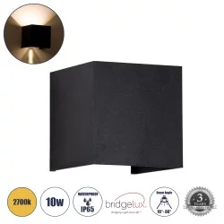 AXIS-S 60562 Μοντέρνο Φωτιστικό Τοίχου - Απλίκα LED 10W 1150lm 5°/60° AC 220-240V Αδιάβροχο IP65 Θερμό Λευκό 2700K - Bridgelux COB Chip & TÜV SÜD Driver - Μαύρο Ματ - Μ10 x Π10 x Υ10cm - 5 Χρόνια Εγγύηση