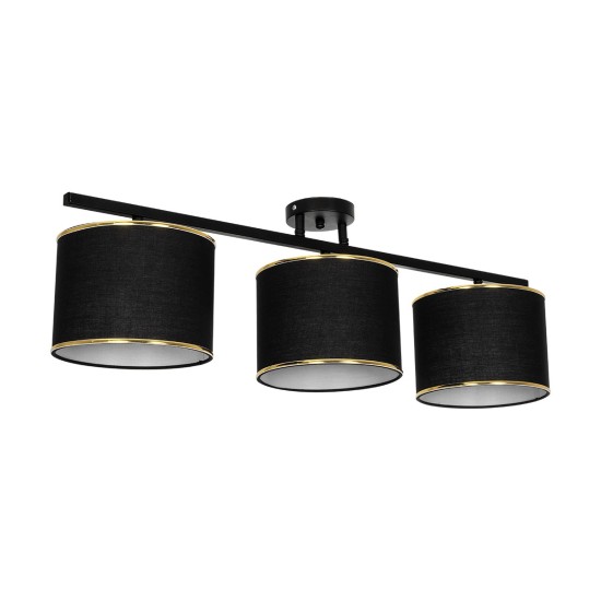 GLOWEN 201-0086 Vintage Φωτιστικό Οροφής Ράγα Τρίφωτο 3 x E27 IP20 Μαύρο Μέταλλο με Καφέ Υφάσμα - Μ80 x Π20 x Υ20cm GLOWEN 201-0086 Vintage Φωτιστικό Οροφής Ράγα Τρίφωτο 3 x E27 IP20 Μαύρο Μέταλλο με Καφέ Υφάσμα - Μ80 x Π20 x Υ20cm