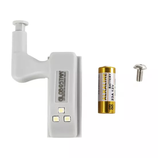CLOSET 79640 Φωτιστικό Ντουλάπας LED για Μεντεσέ με Διακόπτη On/Off Κουμπωτό με Μπαταρία(Δεν συμπεριλαμβάνεται) - Ψυχρό Λευκό 6000K - Μ7 x Π4 x Υ2.5cm