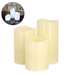 79554 ΣΕΤ 3 Διακοσμητικών Realistic Κεριών Παραφίνης με LED - Μπαταρίας & Ασύρματο Χειριστήριο IR Ψυχρό Λευκό 6000K