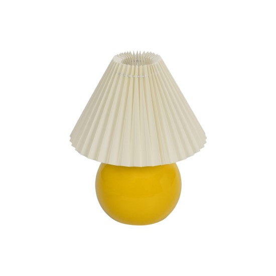 LISBON 204-0155 Μοντέρνο Επιτραπέζιο Φωτιστικό Πορτατίφ με Ντουί 1 x E27 AC 220-240V IP20 - Κίτρινο & Μπεζ - Μ24 x Π24 x Υ28cm