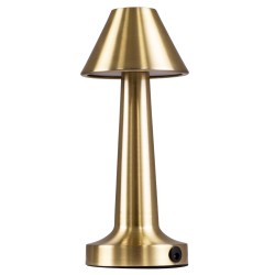 MOLLY 76518 Επαναφορτιζόμενο Επιτραπέζιο Φωτιστικό Πορτατίφ LED 1.5W 105lm 120° DC 5V IP44 Θερμό Λευκό 2700K Dimmable Χρυσό Αλουμίνιο - Μ10 x Π10 x Υ23cm - 2 Xρόνια Εγγύηση