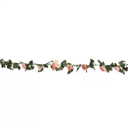 09004 Τεχνητό Κρεμαστό Φυτό Διακοσμητική Γιρλάντα Μήκους 2 μέτρων με 16 X Μεγάλα Τριαντάφυλλα Ροζ