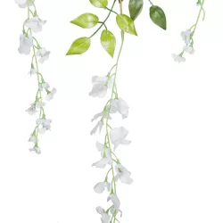 78006 Τεχνητό Κρεμαστό Διακοσμητικό Φυτό με 3 X Κλαδιά Βιστέρια Λευκή - Μ10 x Π10 x Υ110cm