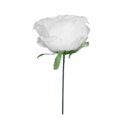 09077 Τεχνητό Φυτό Διακοσμητικό Τριαντάφυλλο Λευκό M8cm x Υ20cm Π8cm