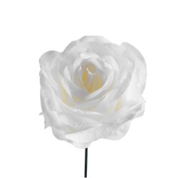 09077 Τεχνητό Φυτό Διακοσμητικό Τριαντάφυλλο Λευκό M8cm x Υ20cm Π8cm
