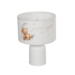 MOON 204-0023 Παιδικό Eπιτραπέζιο Φωτιστικό Πορτατίφ Μονόφωτο 1 x E27 IP20 Πολύχρωμο Ύφασμα με Λευκό Πλαστικό - Μ24 x Π24 x Υ32cm