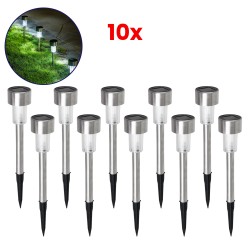 71520-10 ΣΕΤ 10 Τεμαχίων Αυτόνομα Ηλιακά Φωτιστικά LED SMD 1W 50lm με Ενσωματωμένη Μπαταρία 600mAh - Φωτοβολταϊκό Πάνελ με Αισθητήρα Ημέρας-Νύχτας Αδιάβροχο IP65 Φανάρι Κήπου Στρογγυλό Ψυχρό Λευκό 6000K