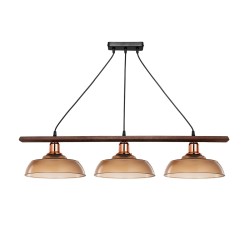 LOAN 203-0289 Μοντέρνο Κρεμαστό Φωτιστικό Οροφής με Ντουί 3 x E27 AC 220-240V IP20 - Καφέ & Μπρονζέ -  Μ89 x Π25.5 x Υ19cm