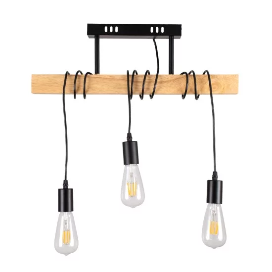 JOLLY 00605 Vintage Κρεμαστό Φωτιστικό Οροφής με Ντουί 3 x E27 AC 220-240V IP20 - Μαύρο & Μπεζ - Μ55 x Π6 x Υ115cm