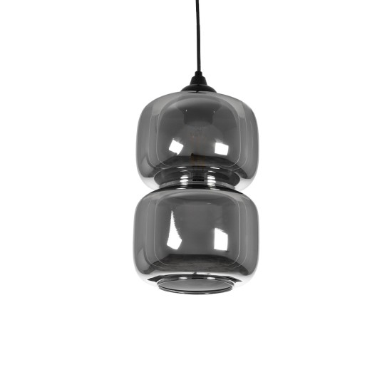 PIAGE 206-0036 Μοντέρνο Κρεμαστό Φωτιστικό Οροφής με Ντουί 1 x E27 AC 220-240V IP20 - Μαύρο Φιμέ - Μ18 x Π18 x Υ31cm