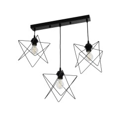 GLIND 201-0092 Vintage Κρεμαστό Φωτιστικό Οροφής με Ντουί 3 x E27 AC 220-240V IP20 - Μαύρο - Μ67 x Π24 x Υ55cm