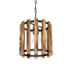 PRISMON 201-0061 Vintage Κρεμαστό Φωτιστικό Οροφής με Ντουί 1 x E27 AC 220-240V IP20 - Καφέ & Μαύρο - Μ22 x Π22 x Υ24cm