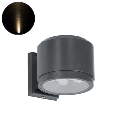 WALLLIGHT-GONA 90483 Μοντέρνο Φωτιστικό Τοίχου - Απλίκα LED 24W 2160lm 5° DC 24V Αδιάβροχο IP67 Θερμό Λευκό 2700K - CREE COB Chip & TÜV SÜD Driver - Γκρι Ανθρακί Ματ - Μ13 x Π16.5 x Υ5cm - 3 Χρόνια Εγγύηση