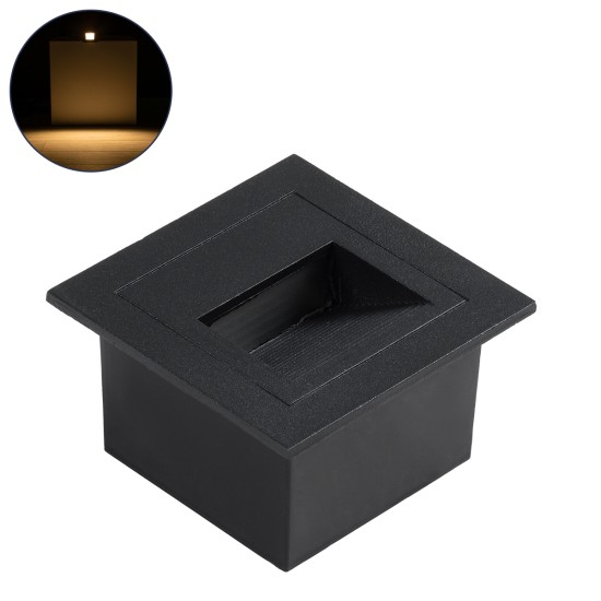 STEP-MINA 90625 Χωνευτό Αρχιτεκτονικό Φωτιστικό Διαδρόμου/Σκαλοπατιού LED 3W 330lm 30° DC 24V Αδιάβροχο IP65 Θερμό Λευκό 2700K Dimmable - Μαύρο - Μ8.3 x Π8.3 x Υ5cm / Q6.6cm - 3 Χρόνια Εγγύηση