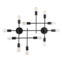 PIPING 00667 Vintage Φωτιστικό Τοίχου - Απλίκα με Ντουί 12 x E27 AC 220-240V IP20 - Μαύρο - Μ78.5 x Π9.5 x Υ64cm