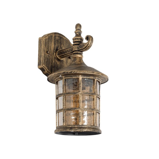 PHAROS 01228 Vintage Φωτιστικό Τοίχου - Απλίκα με Ντουί 1 x E27 AC 220-240V IP20 - Μπρούτζινο Εφέ Σκουριάς - Μ17 x Π19 x Υ29cm