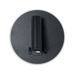 LADY-R 60938 Μοντέρνο Φωτιστικό Τοίχου - Απλίκα Ξενοδοχείου Reading Light με Φορτιστή USB 3A LED 6W 600lm 36° & 360° AC 220-240V IP20 Φυσικό Λευκό 4500K - Bridgelux COB Chip & TÜV SÜD Driver - Μαύρο Ματ - Μ15 x Π15 x Υ7cm - 3 Χρόνια Εγγύηση