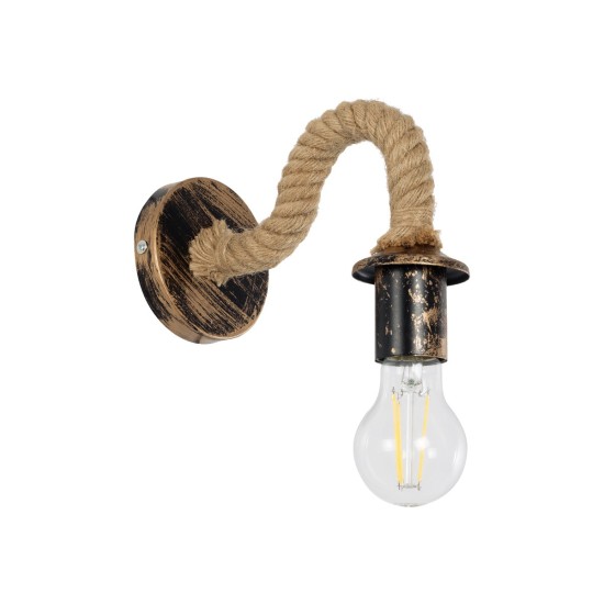 DAKER 01184 Vintage Επιτοίχιο Φωτιστικό Απλίκα Μονόφωτο 1 x E27 IP20 Χάλκινο Μέταλλο Με Μπεζ Σχοινί - Μ21 x Π12 x Υ16cm DAKER 01184 Vintage Επιτοίχιο Φωτιστικό Απλίκα Μονόφωτο 1 x E27 IP20 Χάλκινο Μέταλλο Με Μπεζ Σχοινί - Μ20 x Π10 x Υ15cm