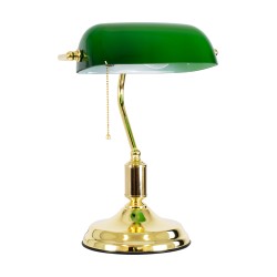 LIBRARY 01391 Vintage Επιτραπέζιο Φωτιστικό Πορτατίφ με Ντουί 1 x E27 AC 220-240V IP20 - Πράσινο & Χρυσό - Μ26.5 x Π19 x Υ38cm