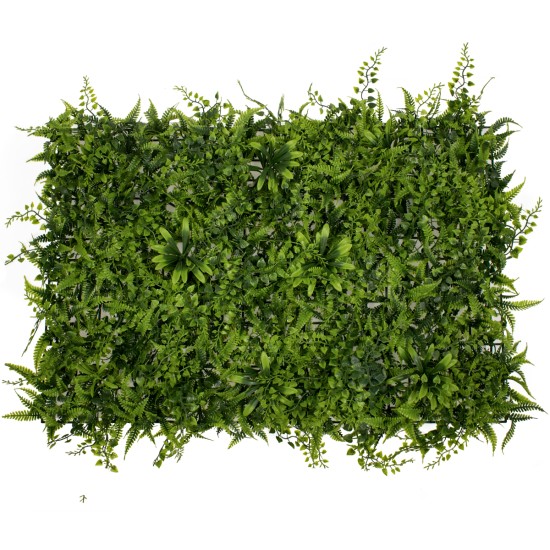 FERN 78402 Τεχνητό Πάνελ Φυλλωσιάς / Κάθετος Κήπος Νάνος Φτέρη, Νάνος Κισσός & Νάνος Δάφνη - Πράσινο - Μ60 x Π9 x Υ40cm