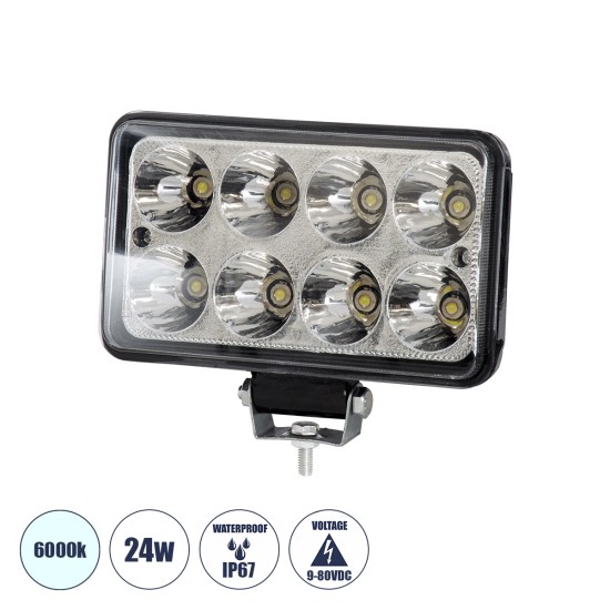 85419 Vehicle & Forklift Work Lights - Φώτα Εργασίας για Οχήματα Περονοφόρα - Κλάρκ LED 24W DC 9-80V Αδιάβροχο IP67 Ψυχρό Λευκό 6000K Μ15.5 x Π9 x Υ5.5cm