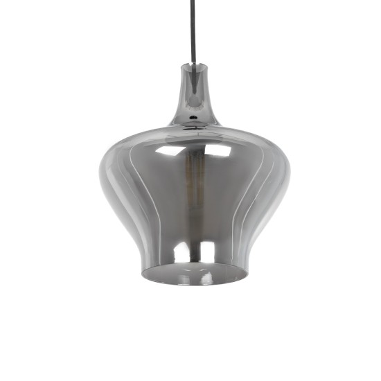 OVOCE 206-0032 Μοντέρνο Κρεμαστό Φωτιστικό Οροφής με Ντουί 1 x E27 AC 220-240V IP20 - Μαύρο Φιμέ - Μ20 x Π20 x Υ22cm