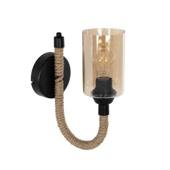 RIFT 203-0002 Vintage Φωτιστικό Τοίχου - Απλίκα με Ντουί 1 x E27 AC 220-240V IP20 - Μαύρο & Μπεζ - Μ12 x Π24 x Υ31cm