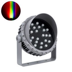 FLOODMENA 90649 Προβολέας Σποτ Wall Washer με Αντιθαμβωτική Γρίλια LED 48W 3840lm 30° DC 24V Αδιάβροχο IP65 Πολύχρωμο RGBW Dimmable DMX512 - Bridgelux SMD Chip - Γκρι Ανθρακί - Μ25 x Π25 x Υ18cm - 3 Χρόνια Εγγύηση