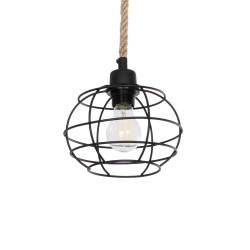 TALAH 203-0008 Vintage Κρεμαστό Φωτιστικό Οροφής με Ντουί 1 x E27 AC 220-240V IP20 - Μαύρο & Μπεζ - Μ20 x Π20 x Υ20cm