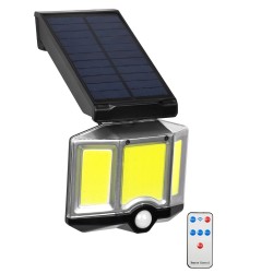 ORVION 71482 Προβολέας με IR Ασύρματο Χειριστήριο LED 20W 1000lm 120° DC 5V με Φωτοβολταϊκό Panel 5V 1W & Επαναφορτιζόμενη Μπαταρία Li-ion 3.2V 2400mAh Αδιάβροχο IP65 Ψυχρό Λευκό 6000K Dimmable - Sanan COB Chip - Μαύρο - Μ12.5 x Π3.5 x Υ10cm - 2 Χρόνι