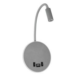 GOOSE 61694 Μοντέρνο Φωτιστικό Τοίχου - Απλίκα Ξενοδοχείου Reading Light με Φορτιστή USB 3A LED 6W 600lm 36° & 360° AC 220-240V IP20 Θερμό Λευκό 2700K - CREE XPE & Lumileds SMD Chip - Γκρι Ανθρακί Ματ - Μ15.5 x Π15 x Υ30.5cm - 3 Χρόνια Εγγύηση