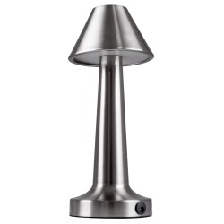 MOLLY 76516 Επαναφορτιζόμενο Επιτραπέζιο Φωτιστικό Πορτατίφ LED 1.5W 105lm 120° DC 5V IP44 Θερμό Λευκό 2700K Dimmable Ασημί Αλουμίνιο - Μ10 x Π10 x Υ23cm - 2 Xρόνια Εγγύηση