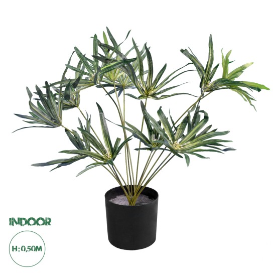 Artificial Garden BROADLEAF LADY PALM 20059 Τεχνητό Διακοσμητικό Φυτό Πλατύφυλλος Φοίνικας Μπαμπού Υ50cm