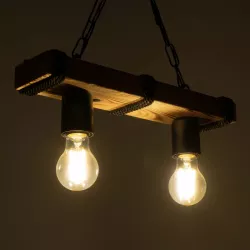 GLISTER 201-0002 Vintage Κρεμαστό Φωτιστικό Οροφής με Ντουί 2 x E27 AC 220-240V IP20 - Μπεζ & Μαύρο - Μ38 x Π9 x Υ10cm