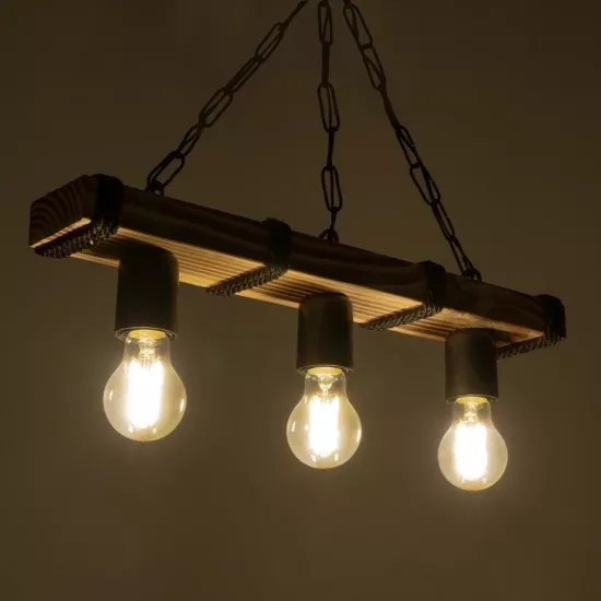 GLISTER 201-0003 Vintage Κρεμαστό Φωτιστικό Ράγα Τρίφωτο 3 x E27 IP20 Μπεζ Ξύλο με Μαύρο Σχοινί - Μ50 x Π9 x Υ10cm GLISTER 201-0003 Vintage Κρεμαστό Φωτιστικό Ράγα Τρίφωτο 3 x E27 IP20 Μπεζ Ξύλο με Μαύρο Σχοινί - Μ50 x Π9 x Υ10cm