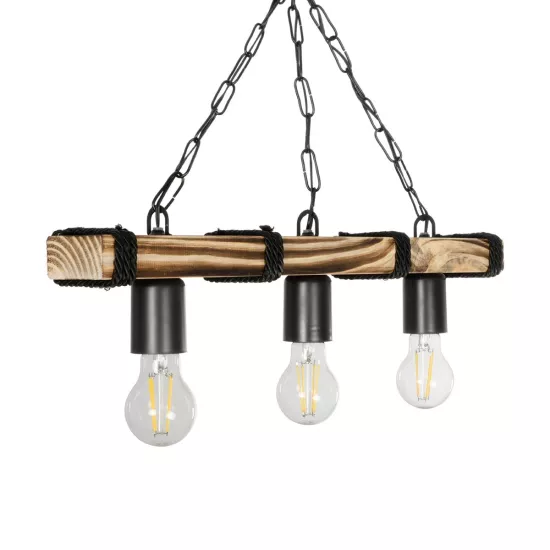GLISTER 201-0003 Vintage Κρεμαστό Φωτιστικό Ράγα Τρίφωτο 3 x E27 IP20 Μπεζ Ξύλο με Μαύρο Σχοινί - Μ50 x Π9 x Υ10cm GLISTER 201-0003 Vintage Κρεμαστό Φωτιστικό Ράγα Τρίφωτο 3 x E27 IP20 Μπεζ Ξύλο με Μαύρο Σχοινί - Μ50 x Π9 x Υ10cm