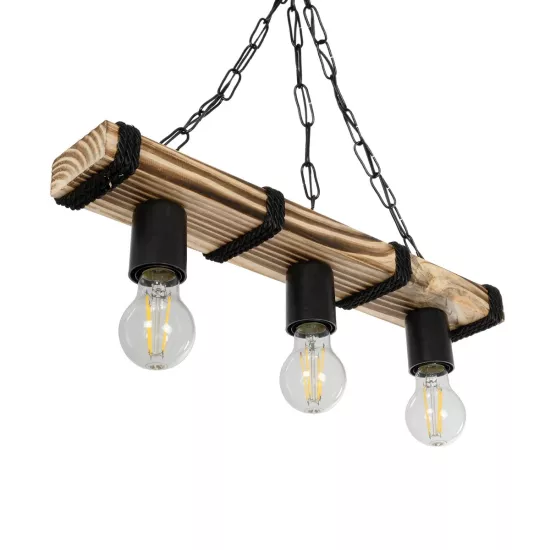 GLISTER 201-0003 Vintage Κρεμαστό Φωτιστικό Ράγα Τρίφωτο 3 x E27 IP20 Μπεζ Ξύλο με Μαύρο Σχοινί - Μ50 x Π9 x Υ10cm GLISTER 201-0003 Vintage Κρεμαστό Φωτιστικό Ράγα Τρίφωτο 3 x E27 IP20 Μπεζ Ξύλο με Μαύρο Σχοινί - Μ50 x Π9 x Υ10cm