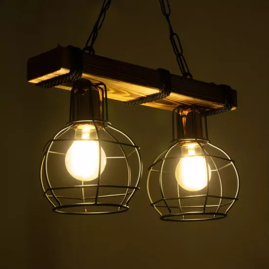 STARLO 201-0005 Vintage Κρεμαστό Φωτιστικό Ράγα Δίφωτο 2 x E27 IP20 Μπεζ Ξύλο με Μαύρο Μέταλλο - Μ40 x Π15x Υ65cm STARLO 201-0005 Vintage Κρεμαστό Φωτιστικό Ράγα Δίφωτο 2 x E27 IP20 Μπεζ Ξύλο με Μαύρο Μέταλλο - Μ40 x Π15x Υ65cm