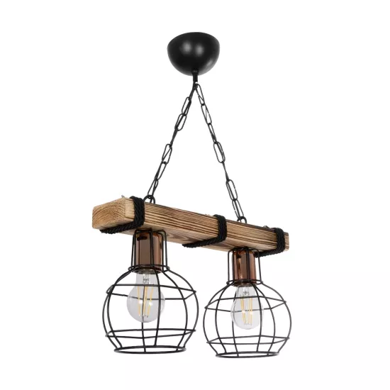 STARLO 201-0005 Vintage Κρεμαστό Φωτιστικό Ράγα Δίφωτο 2 x E27 IP20 Μπεζ Ξύλο με Μαύρο Μέταλλο - Μ40 x Π15x Υ65cm STARLO 201-0005 Vintage Κρεμαστό Φωτιστικό Ράγα Δίφωτο 2 x E27 IP20 Μπεζ Ξύλο με Μαύρο Μέταλλο - Μ40 x Π15x Υ65cm