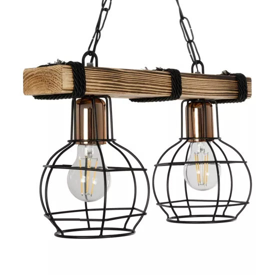 STARLO 201-0005 Vintage Κρεμαστό Φωτιστικό Ράγα Δίφωτο 2 x E27 IP20 Μπεζ Ξύλο με Μαύρο Μέταλλο - Μ40 x Π15x Υ65cm STARLO 201-0005 Vintage Κρεμαστό Φωτιστικό Ράγα Δίφωτο 2 x E27 IP20 Μπεζ Ξύλο με Μαύρο Μέταλλο - Μ40 x Π15x Υ65cm