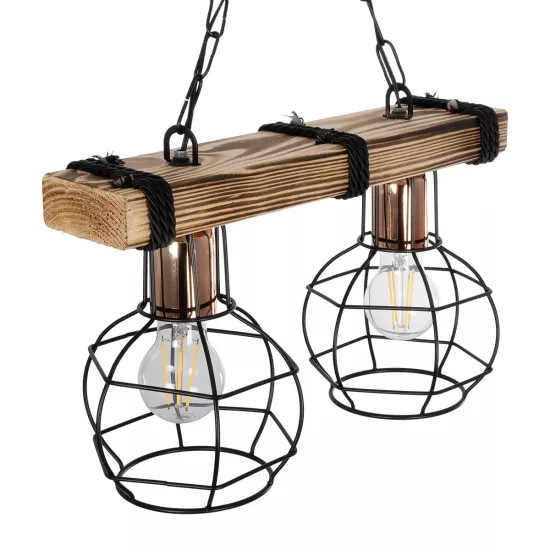 STARLO 201-0005 Vintage Κρεμαστό Φωτιστικό Ράγα Δίφωτο 2 x E27 IP20 Μπεζ Ξύλο με Μαύρο Μέταλλο - Μ40 x Π15x Υ65cm STARLO 201-0005 Vintage Κρεμαστό Φωτιστικό Ράγα Δίφωτο 2 x E27 IP20 Μπεζ Ξύλο με Μαύρο Μέταλλο - Μ40 x Π15x Υ65cm