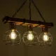 STARLO 201-0006 Vintage Κρεμαστό Φωτιστικό Ράγα Τρίφωτο 3 x E27 IP20 Μπεζ Ξύλο με Μαύρο Μέταλλο - Μ50 x Π16 x Υ23cm