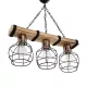 STARLO 201-0006 Vintage Κρεμαστό Φωτιστικό Ράγα Τρίφωτο 3 x E27 IP20 Μπεζ Ξύλο με Μαύρο Μέταλλο - Μ50 x Π16 x Υ23cm