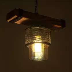 GLORA 201-0007 Vintage Κρεμαστό Φωτιστικό Οροφής με Ντουί 1 x E27 AC 220-240V IP20 - Μπεζ & Μαύρο - Μ29 x Π12 x Υ21cm