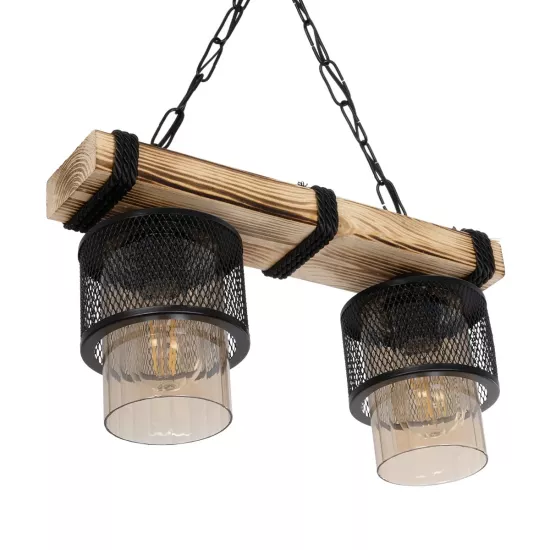 GLORA 201-0008 Vintage Κρεμαστό Φωτιστικό Ράγα Δίφωτο 2 x E27 IP20 Μπεζ Ξύλο με Μαύρο Μέταλλο & Μελί Γυαλί - Μ38 x Π12 x Υ21cm GLORA 201-0008 Vintage Κρεμαστό Φωτιστικό Ράγα Δίφωτο 2 x E27 IP20 Μπεζ Ξύλο με Μαύρο Μέταλλο & Μελί Γυαλί - Μ38 x Π12 x Υ21cm